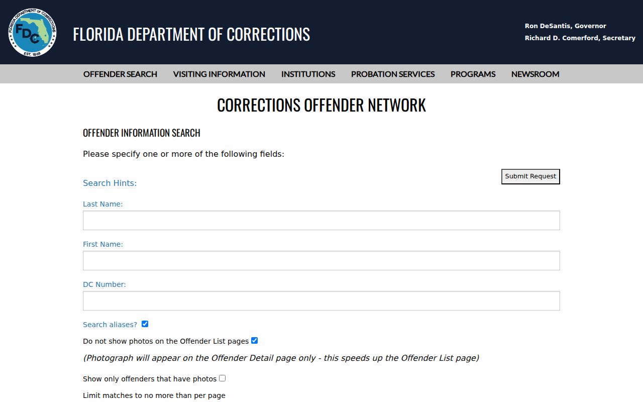 North Miami neighbors Florida corrections official search
