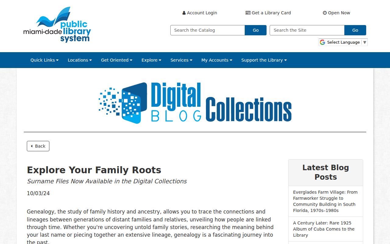 North Miami previous residents digitized genealogy surname files