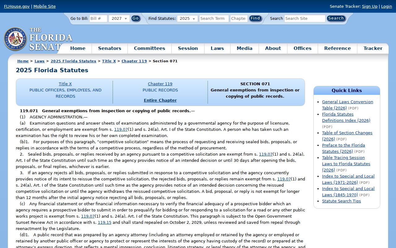 North Miami previous residents Florida public record exemptions
